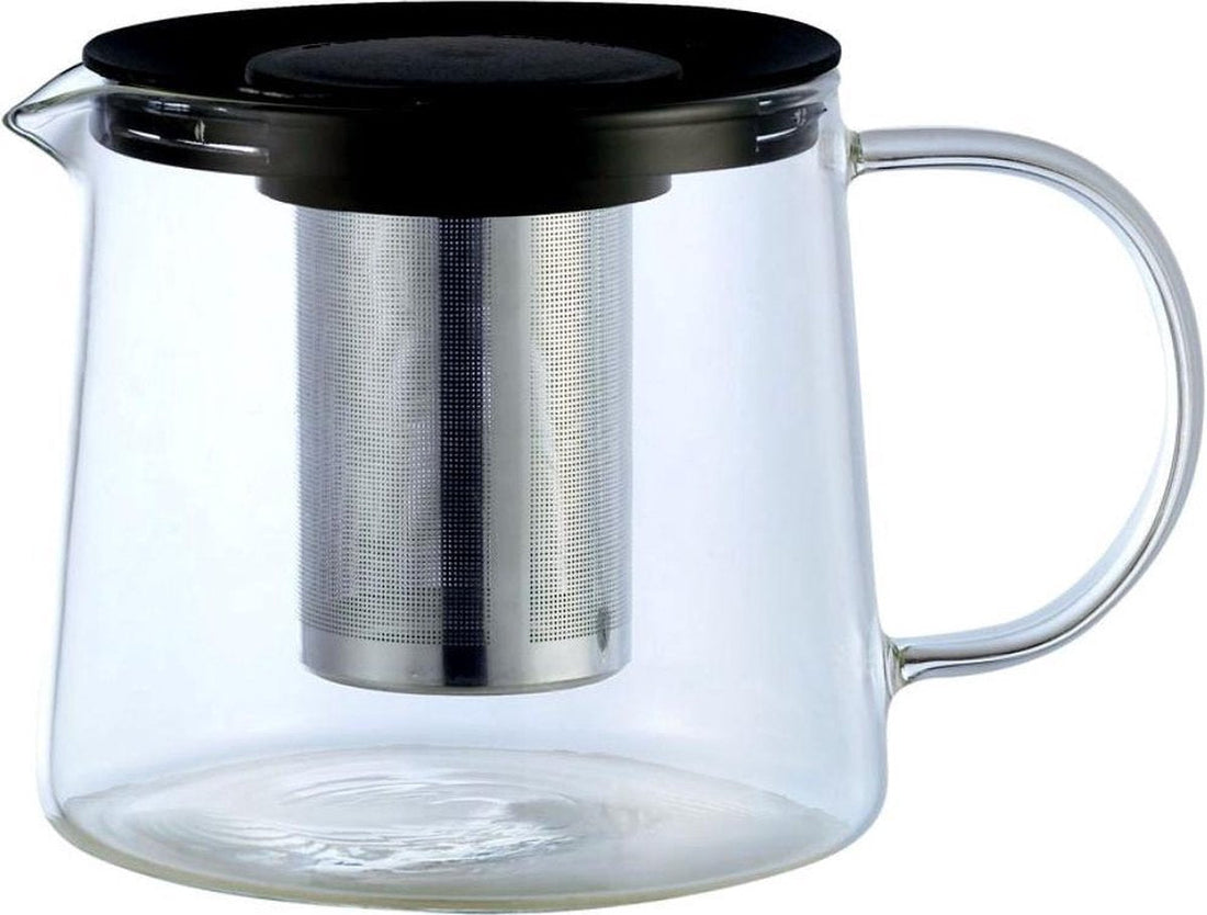 KINGHOFF Teapot with stainless steel filter 1.5 liters - high-quality borosilicate glass - dishwasher safe