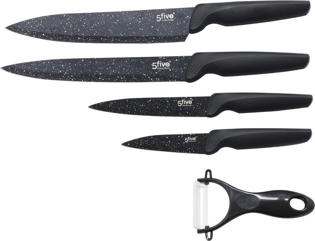 Secret de Gourmet keramische messenset – 4 messen en een schiller, zwart