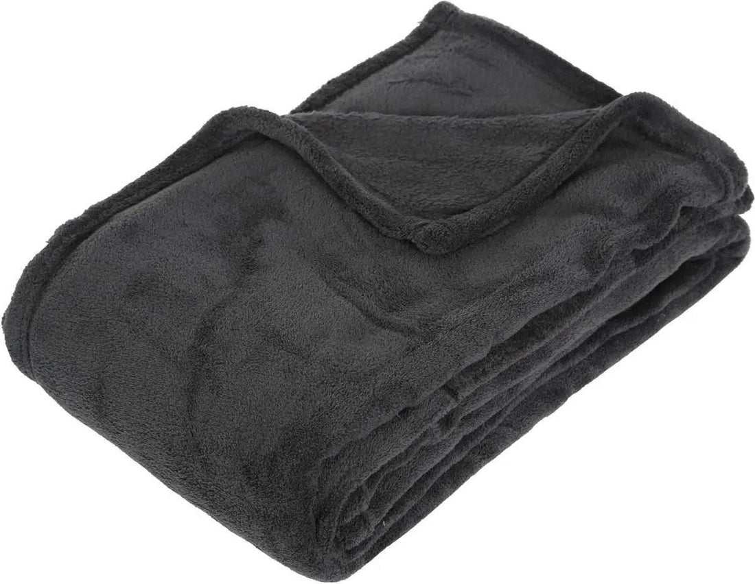 Couverture polaire Atmosphera ou plaid à poils - anthracite - 130 x 180 cm - polyester - Couverture de canapé - Plaid polaire
