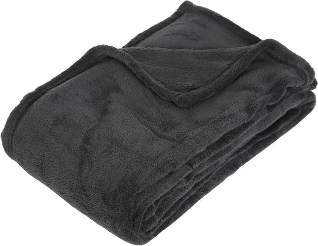 Atmosphera harige fleece deken antraciet – plaid voor bank of bed, 130 x 180 cm