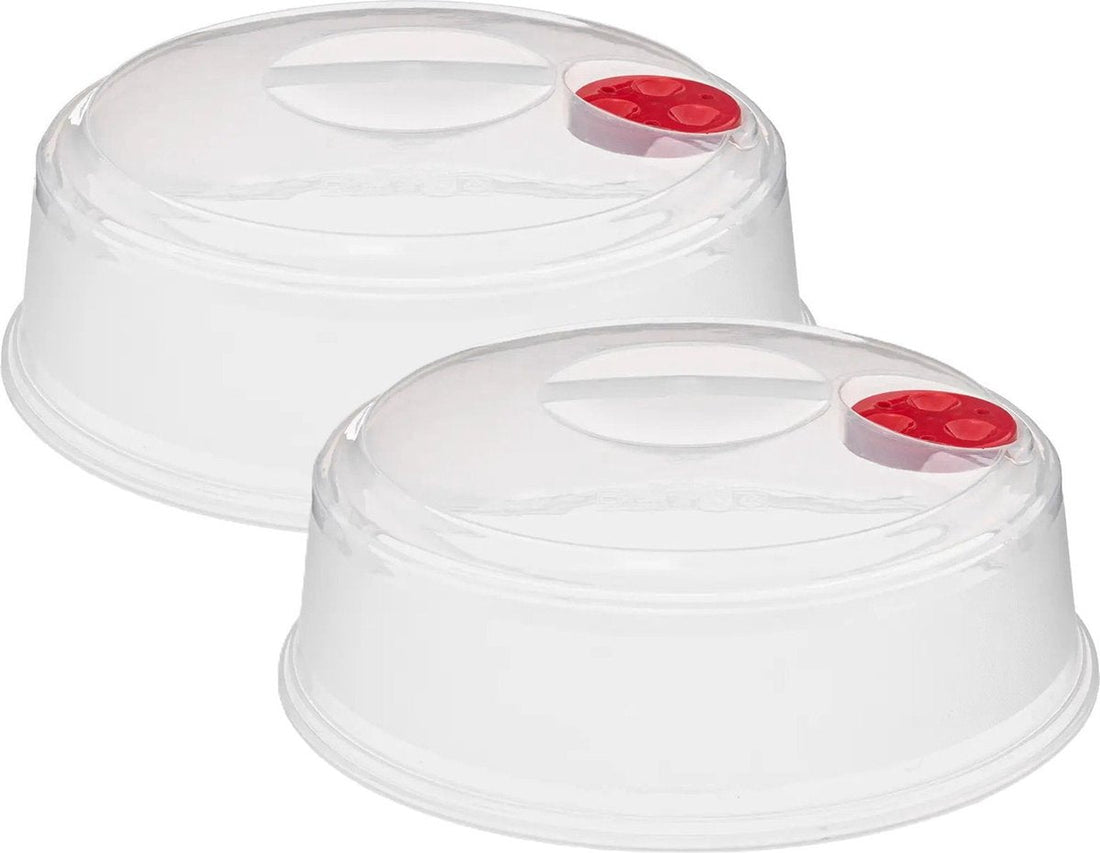 5Five Microwave Cover/Lid - 2x - transparent - plastic - D27 x H10 cm