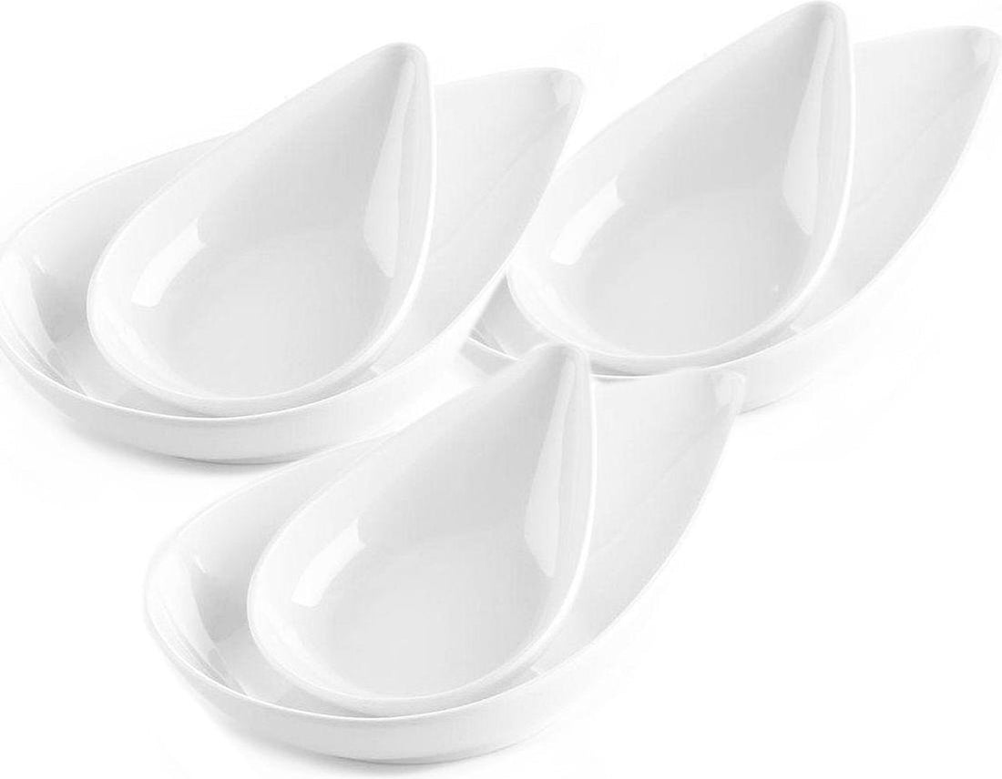 Melamine druppel schaaltjes wit 6 stuks 17, 5 cm x 11, 5 cm