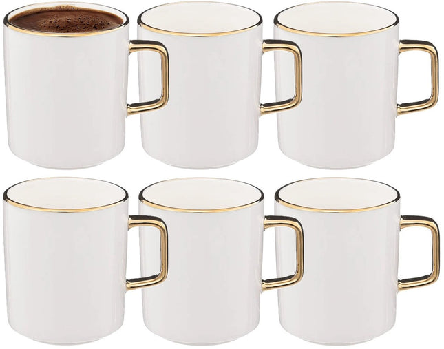 Secret de Gourmet Athena Coffee Mugs - 6 pieces - Ceramic - white / gold - 350 ml - 8 x 9 cm