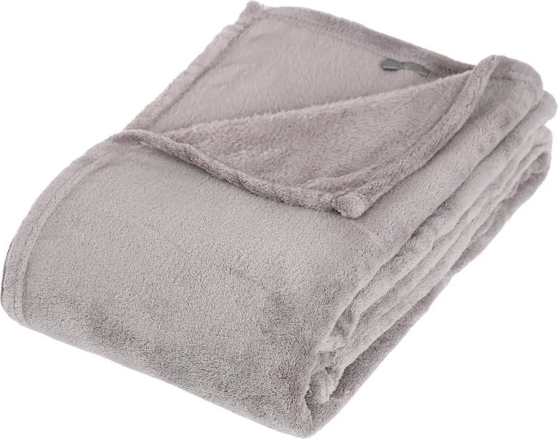 Atmosphera fleece blanket or plush throw - light grey - 125 x 150 cm - polyester - Sofa throw - Fleece plaid