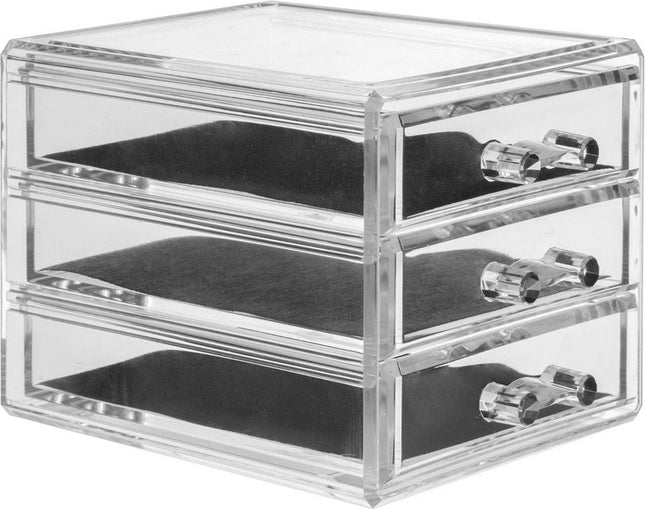5Five sieradenkastje en make-up organizer met 3 lades – transparant