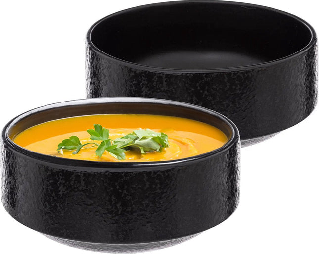 Secret de Gourmet Soepkommen / schaaltje - 2x - Loft - keramiek - D15 x H7 cm - antraciet - Stapelbaar