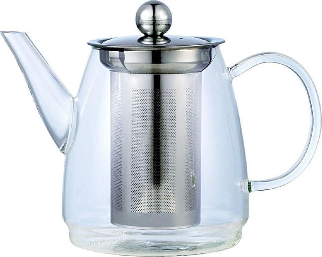 KINGHOFF 4843 - Elegant glass teapot with stainless steel filter - 900 ML - high-quality borosilicate glass - dishwasher safe