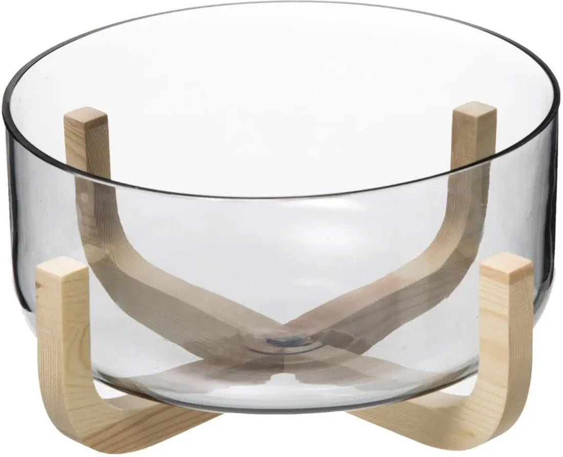 Secret de Gourmet glazen slakom met houten frame – serveerschaal Ø 24 cm