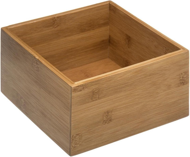 Boîte de rangement pour bijoux / maquillage 18 x 18 x 9,5 cm en bois de bambou - Organisateur