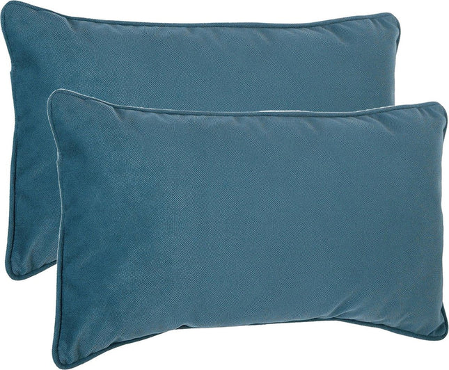 Atmosphera Bank / sierkussens huiskamer Sophia - 2x stuks - 30 x 50 cm - Blauw - polyester - met rits