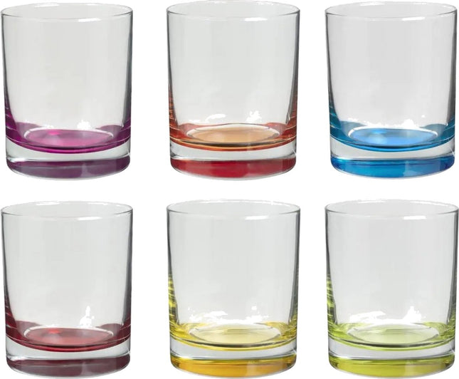 Secret de Gourmet drinkglazen met gekleurde bodem – set van 6 tumblers