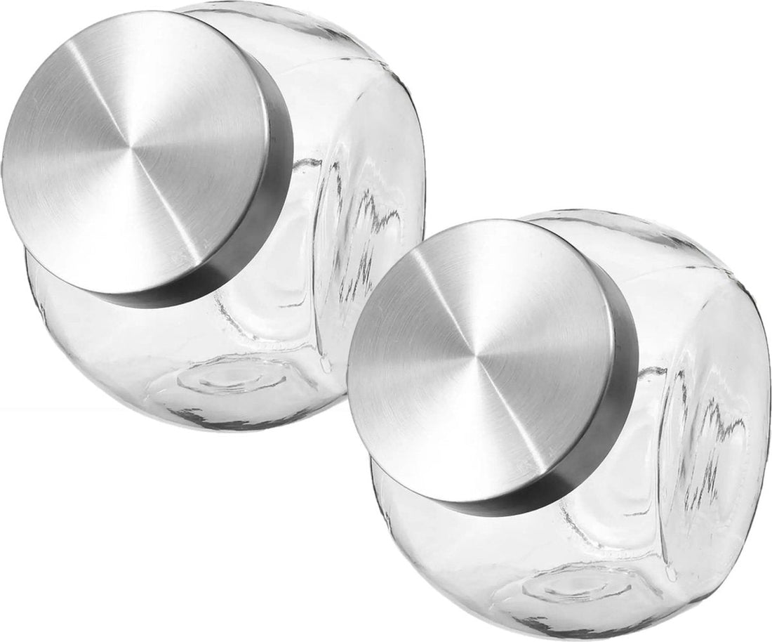 5Five Storage jar with stainless steel lid - 2x - 1.5L - glass - candy jar - food storage - airtight seal
