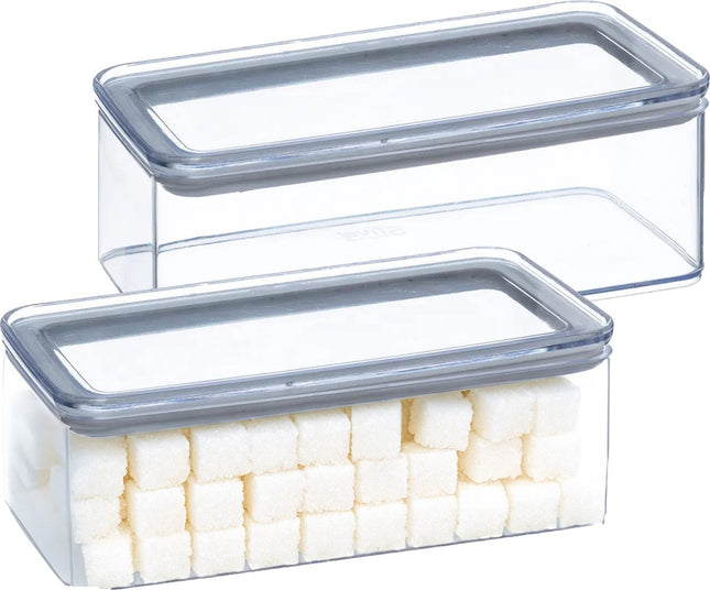 5Five Boîte de conservation - 2x - cuisine/aliments - plastique - 1000 ml - couvercle hermétique - transparent - 20 x 10 x 7 cm