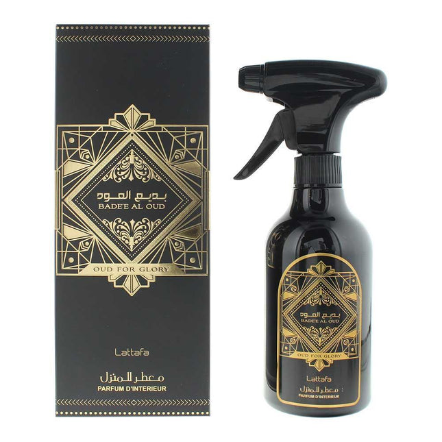 Lattafa Bade'e Al Oud room spray 450 ml – luchtverfrisser met agarhout