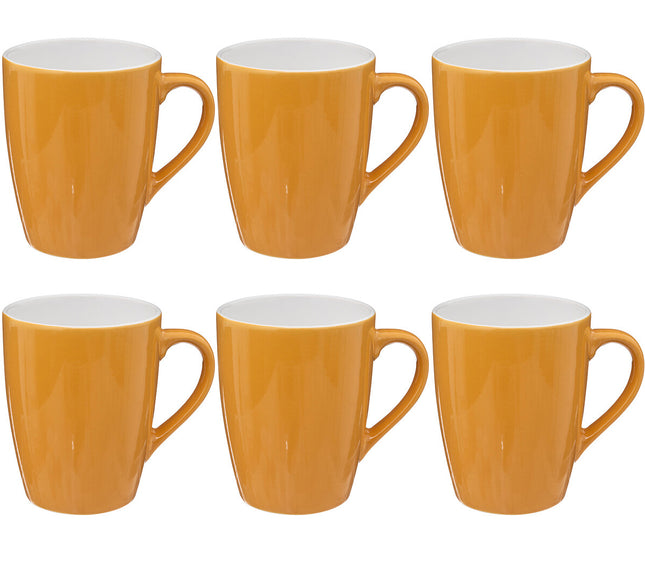 Holland Design koffiebekers met oor – gele mokken van 380 ml, set van 6