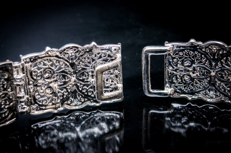 Silver belt with crystals medium