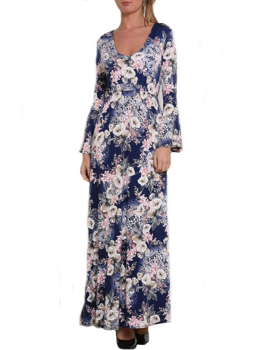 Robe longue fleurs corail