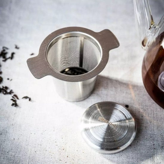 Kinghoff KH1650 Tea Infuser with Lid - High-quality 18/10 Stainless Steel Tea Strainer - Ø 7.5 cm