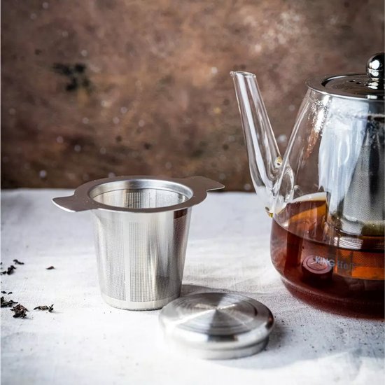 Kinghoff KH1650 Tea Infuser with Lid - High-quality 18/10 Stainless Steel Tea Strainer - Ø 7.5 cm