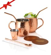 Moscow Mule mokken set van 2 – koperkleurig RVS, gehamerd, 47 cl – foto 3