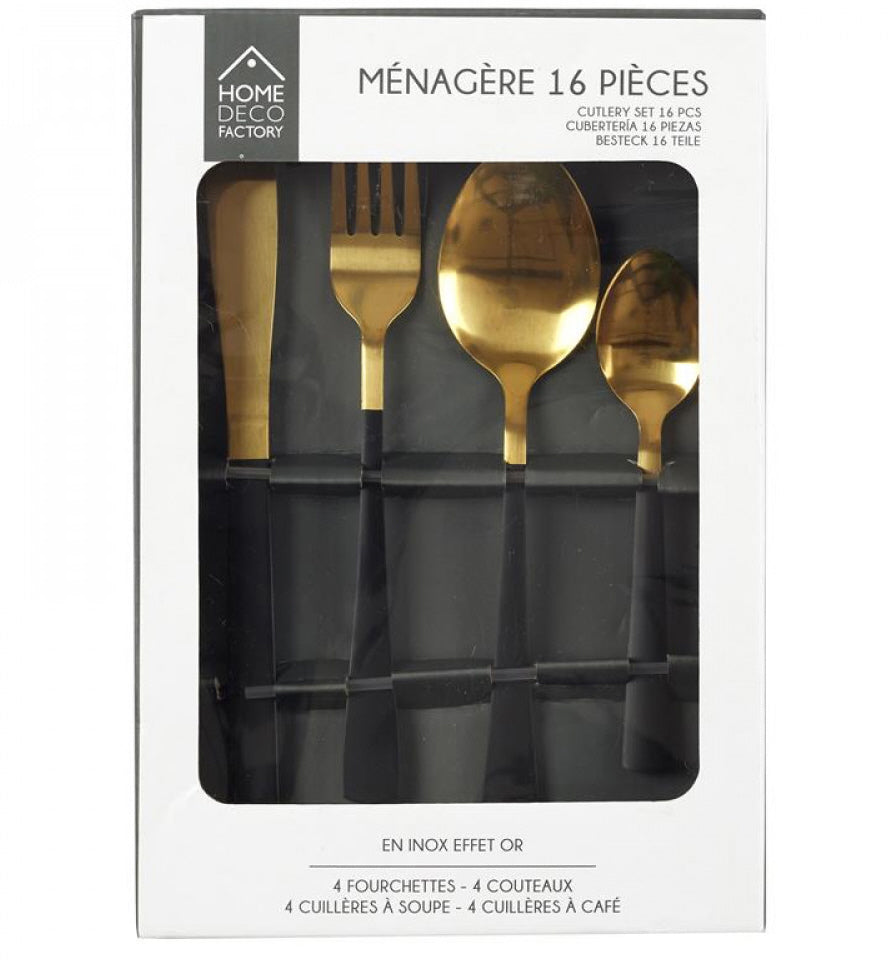 Set de couverts 16 pièces / couverts pour 4 personnes / couverts dorés