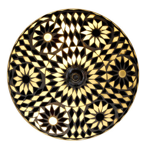 Deckenleuchte Mosaik mediterranes Design 25 cm - schwarz-weiß
