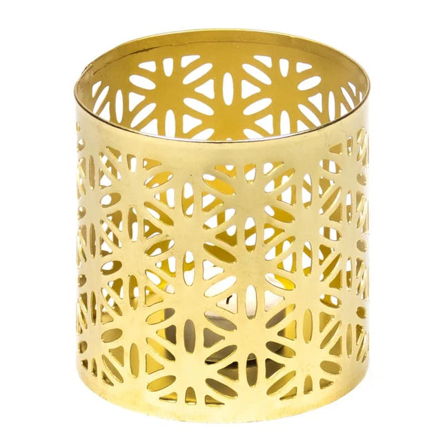 Fair Trade sfeerlicht Bloem des Levens – waxinelichthouder goud, 9 x 9,5 cm