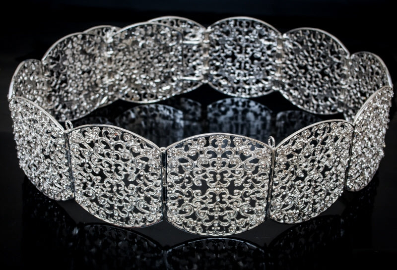 Boucle de ceinture ovale en argent