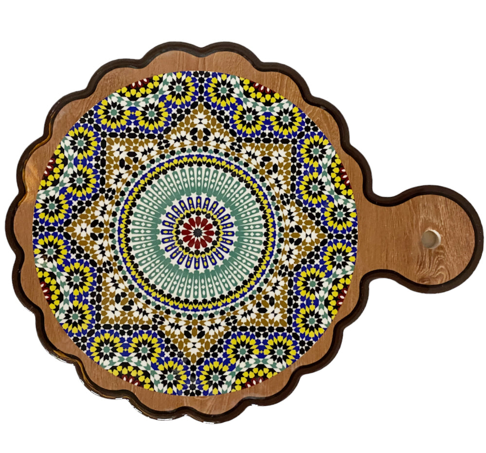 Geometric Moroccan coaster with handle Ø18