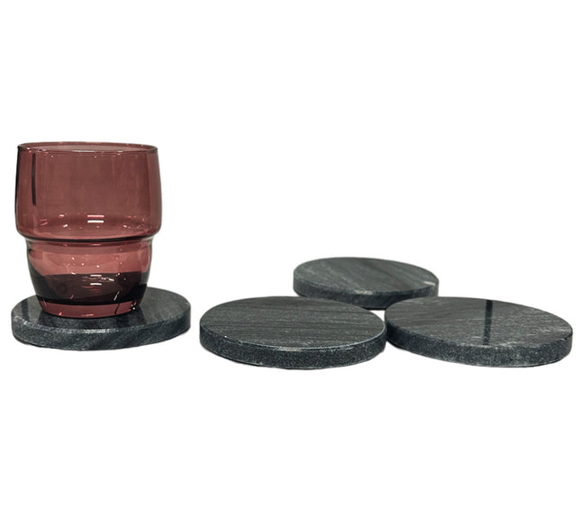 Hakal marmeren onderzetters voor glazen – set van 4 met antislip