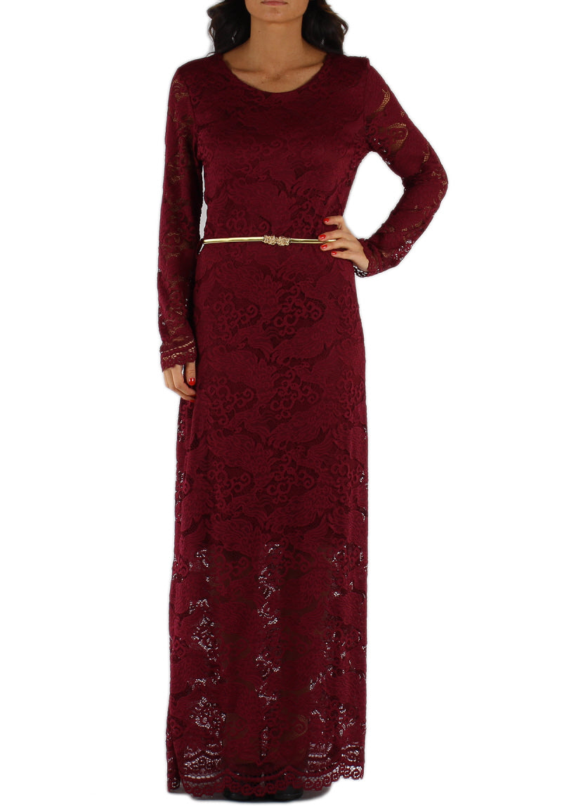 Long dress-Bordeaux red