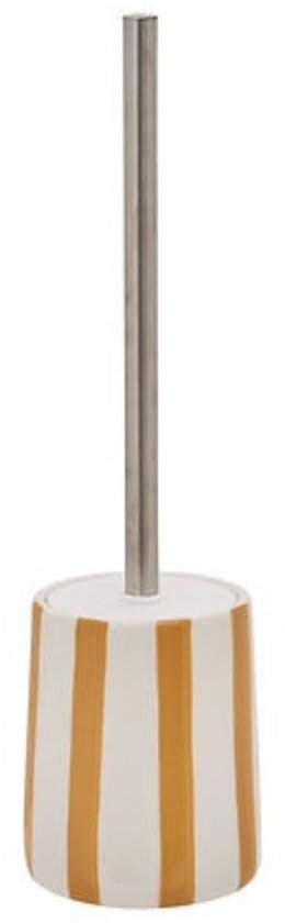 WC-Bürste Strio Hoch - 39 cm Keramik - Weizen - Toilettenbürste - Stehend - Keramisch - Gelbe Streifen - Freistehende WC-Bürste