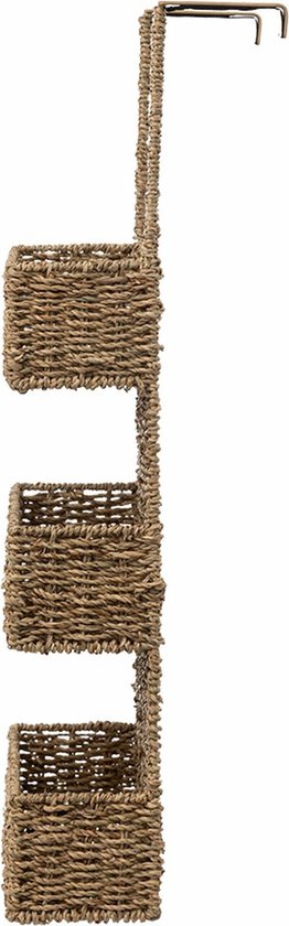 5Five Over-the-door storage rack - 3 baskets - wicker - brown - 28 x 12 x 69 cm - bathroom cabinet