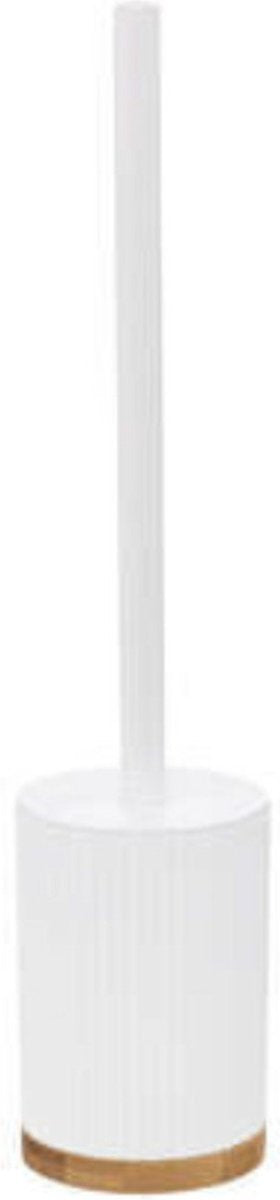 Brosse WC avec support rond blanc en polyrésine / pierre 40 cm