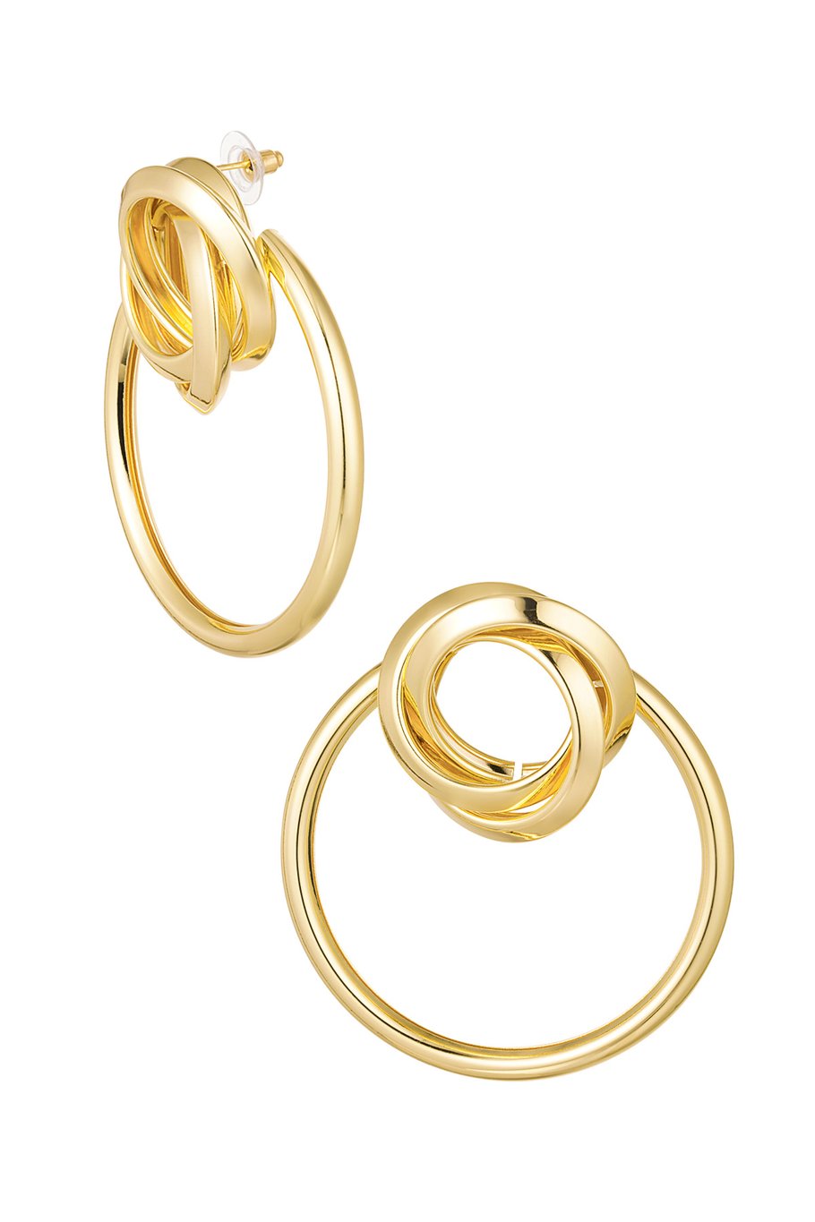 Boucles d'oreilles maillons dorés au design noué – Boucles d'oreilles tendance de 7 cm – Métal – Quotidien & Festif – 28,8 grammes – Boucles d'oreilles tendance statement