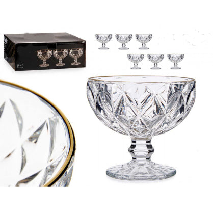 Diamond ice cream cup 6 pieces with gold rim 300 ml