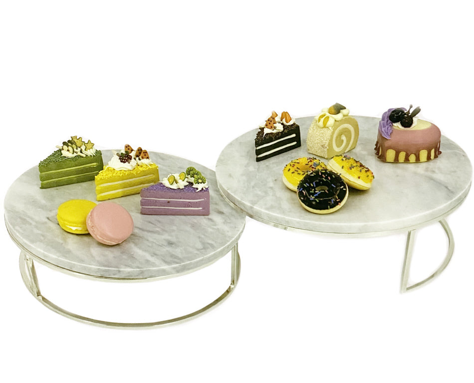 Marmor-Kuchenständer |Servierplatte |2-teilig