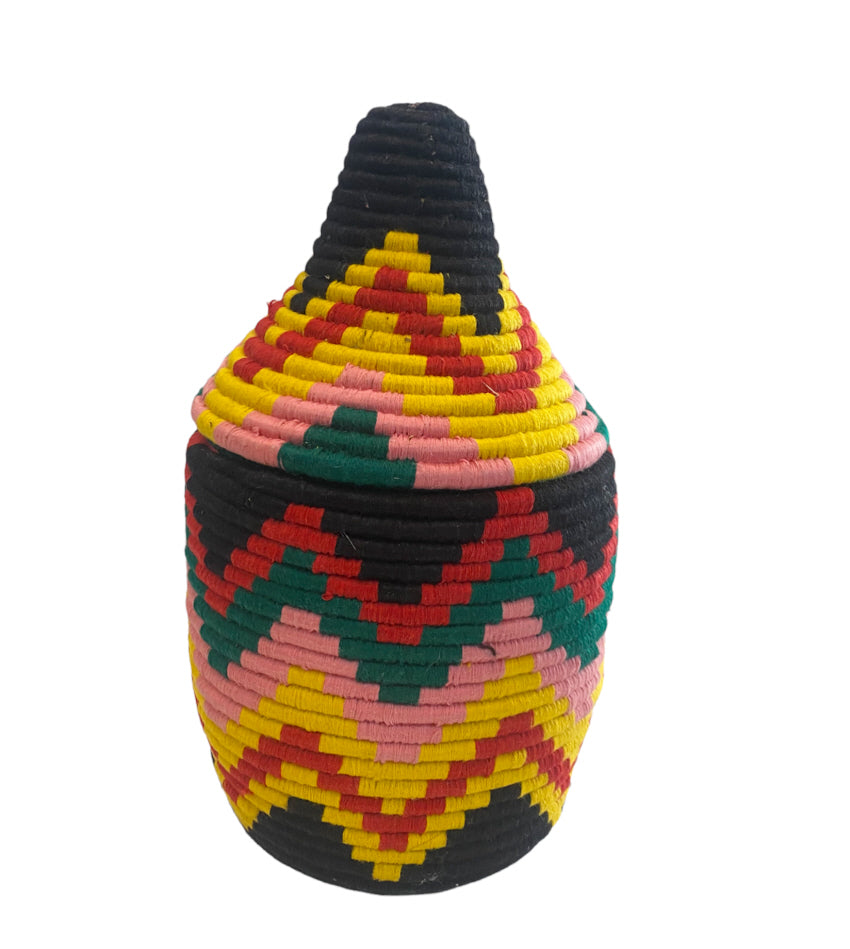 Panier berbère marocain coloré jaune