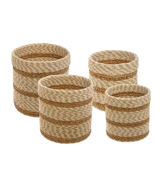 Zeegras- en Jutemanden – Set van 4 – Wit/Naturel