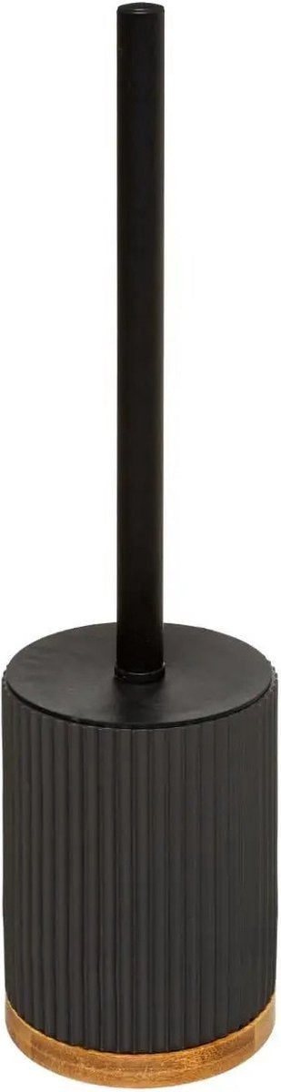 5Five wc-borstel met houder, rond – zwart polyresin (steen), 40 cm