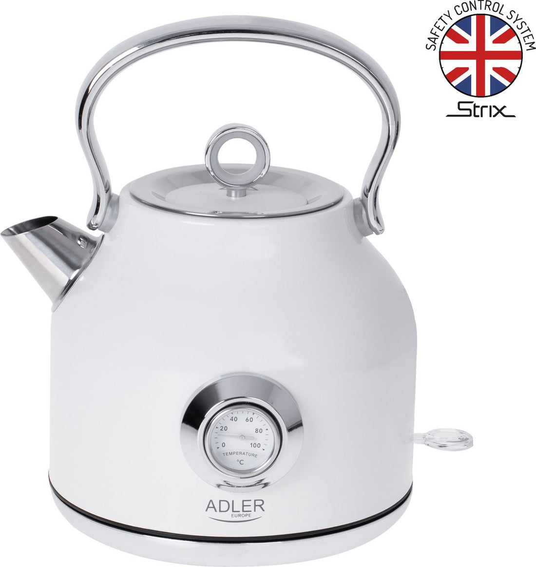 Electric kettle with thermometer - White - 1.7 liters - metal