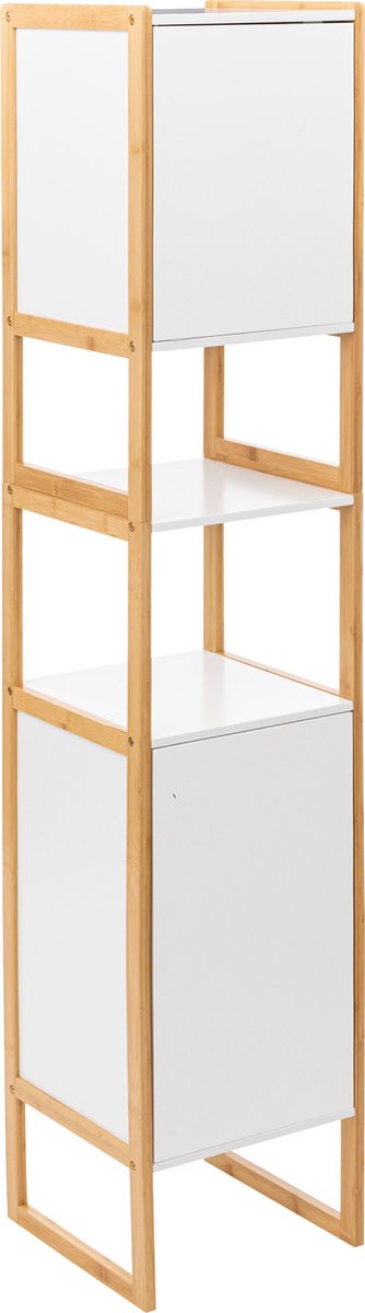 5Five Natureo hoge badkamerkast met legplanken – wit, 33 x 33 x 170 cm