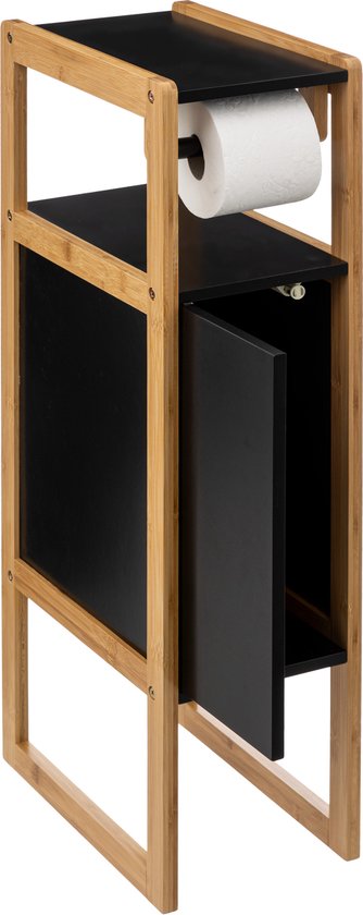 Porte-papier toilette Natureo avec réserve 33 x 20 x 80 cm - Noir / Marron