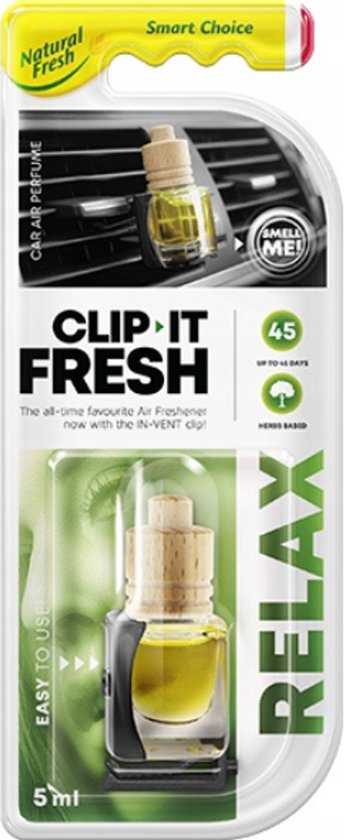 Elix - Clip-It Fresh Auto Luchtverfrisser - Clip Vent - Air Freshener Ventilatierooster - Geur Clip met Essentiële Oliën - Langdurige Geur tot 45 Dagen - 5 ml - Relax