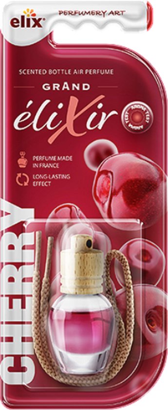 Elix - Car Air Freshener - Car Perfume - Wooden Scent Hanging - Interior Car Fragrance - Luxury Air Freshener Bottle - Long-lasting Effect - Scent Hanger for Car & Home - 8 ml - Cherry
