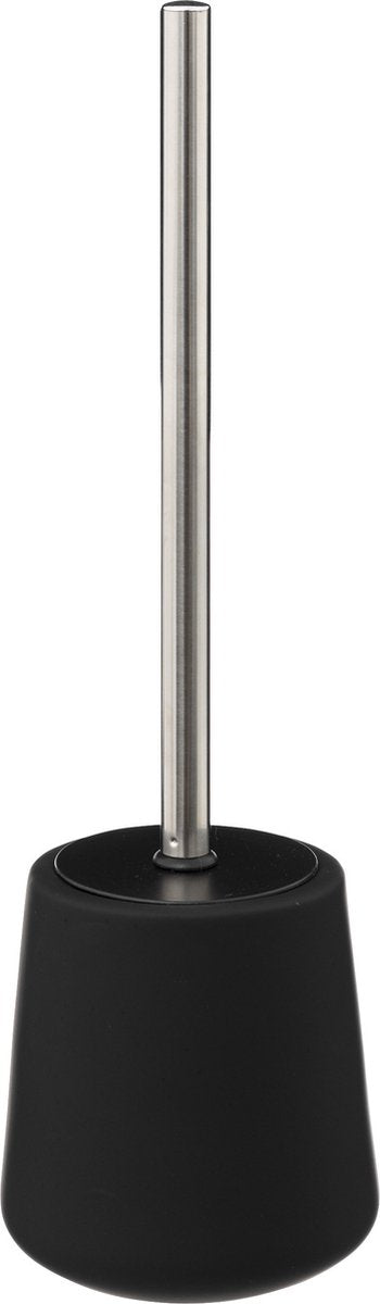 5Five Brosse WC avec support - grès - noir - rond - 39 cm