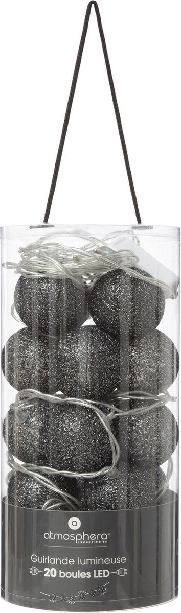 Atmosphera string lights - 20 illuminated balls / spheres 6 cm - black - 435 cm - plug-in