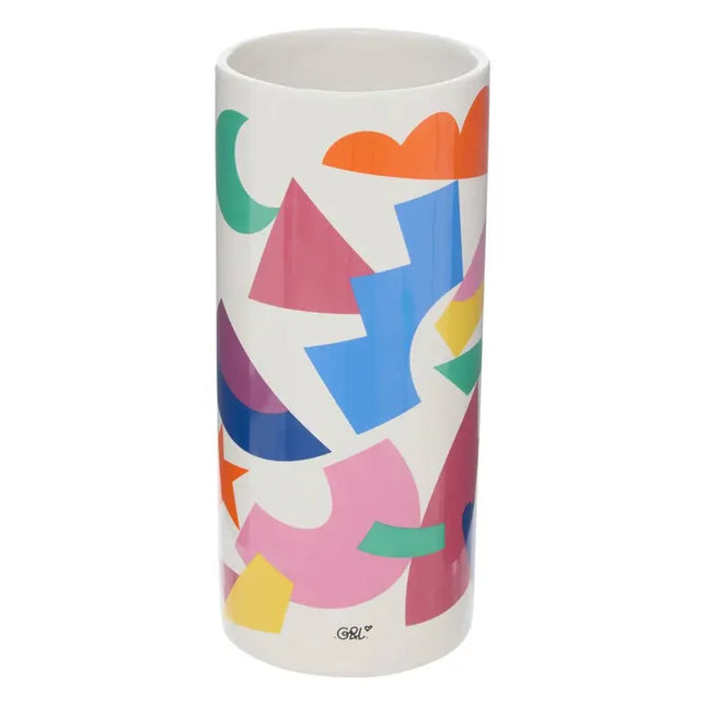 Keramische vaas 30 cm – kleurrijke vaas van keramiek met abstract patroon