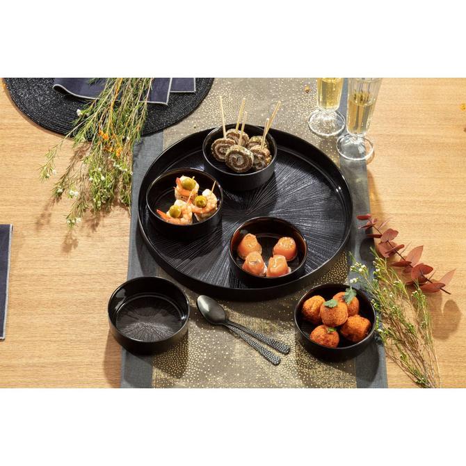 Tapas-set Astra – glazen serveerschaal 6-delig, zwart, Ø 34 cm – foto 3