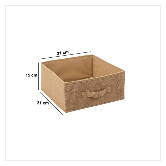 5Five jute opbergmand bruin – opvouwbaar, met handvat, 31 x 31 x 15 cm (M) – foto 2